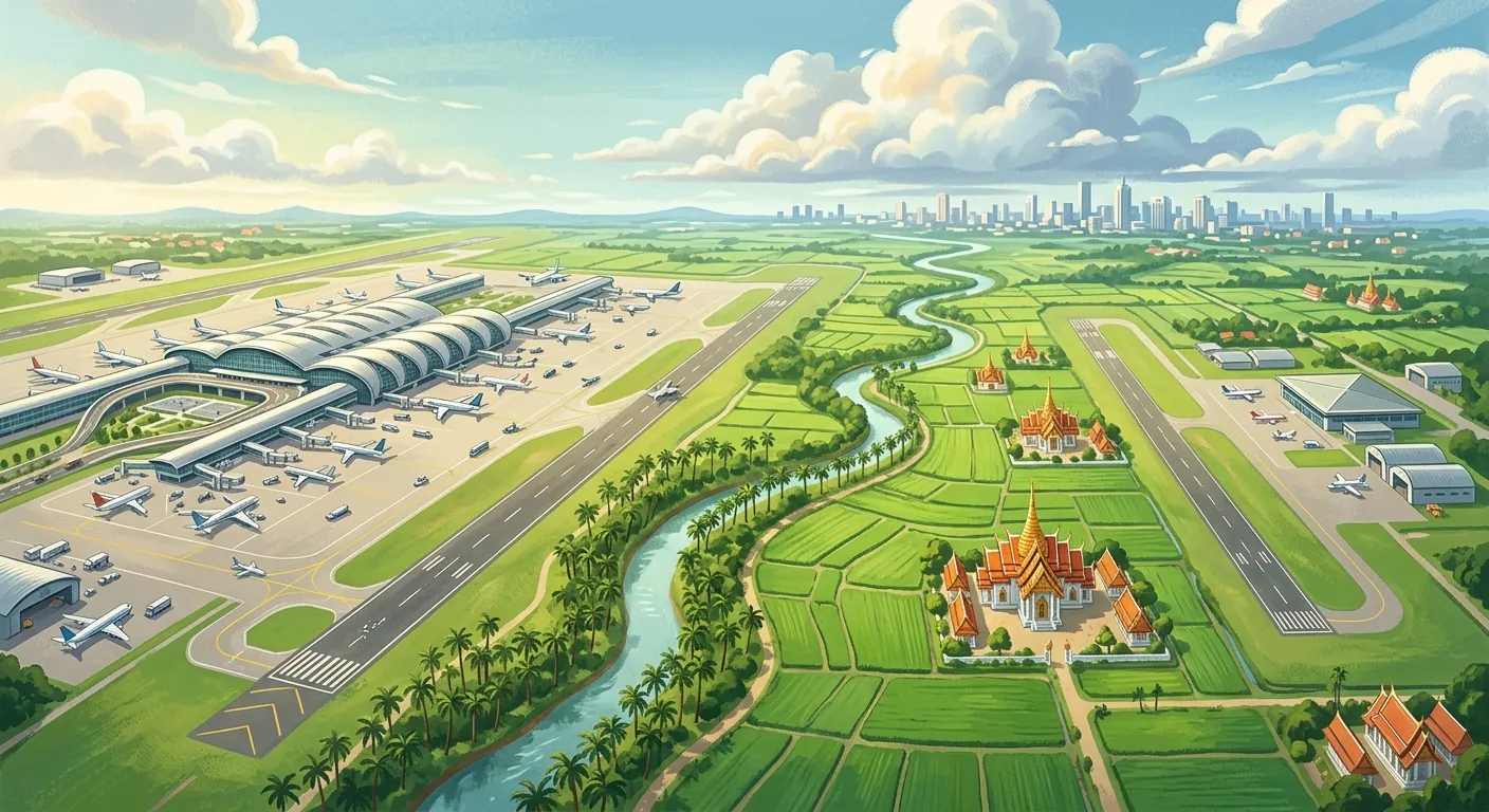 文章封面，呈現曼谷有兩座規模不同的機場