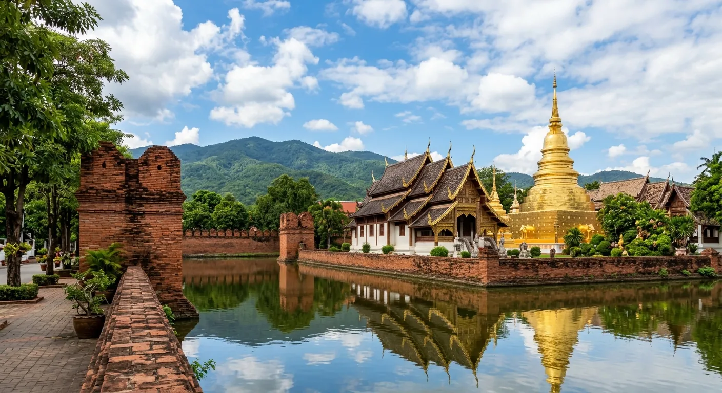 文章主視覺，呈現清邁古城、寺廟與山景的整體印象