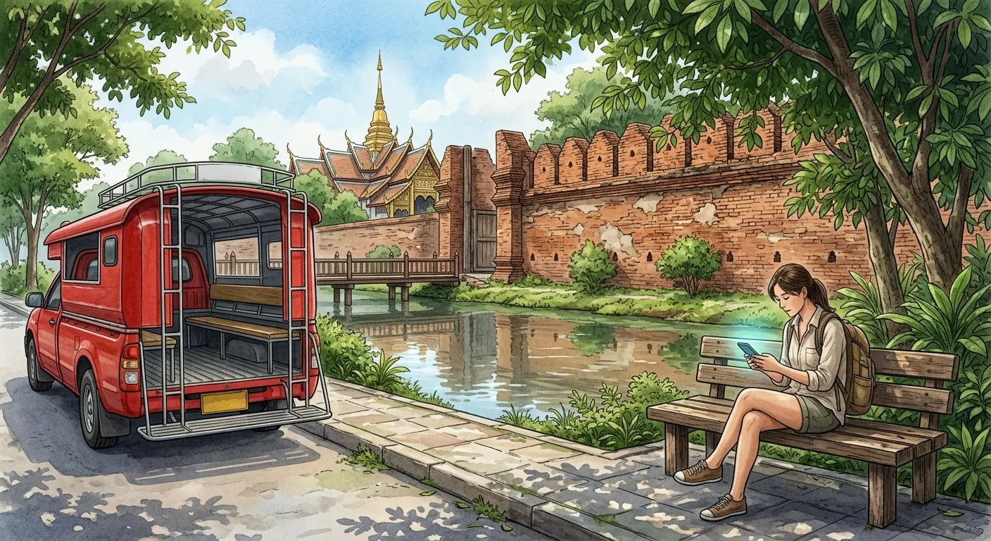 文章主視覺，呈現旅客在泰國比較 eSIM 方案的情境