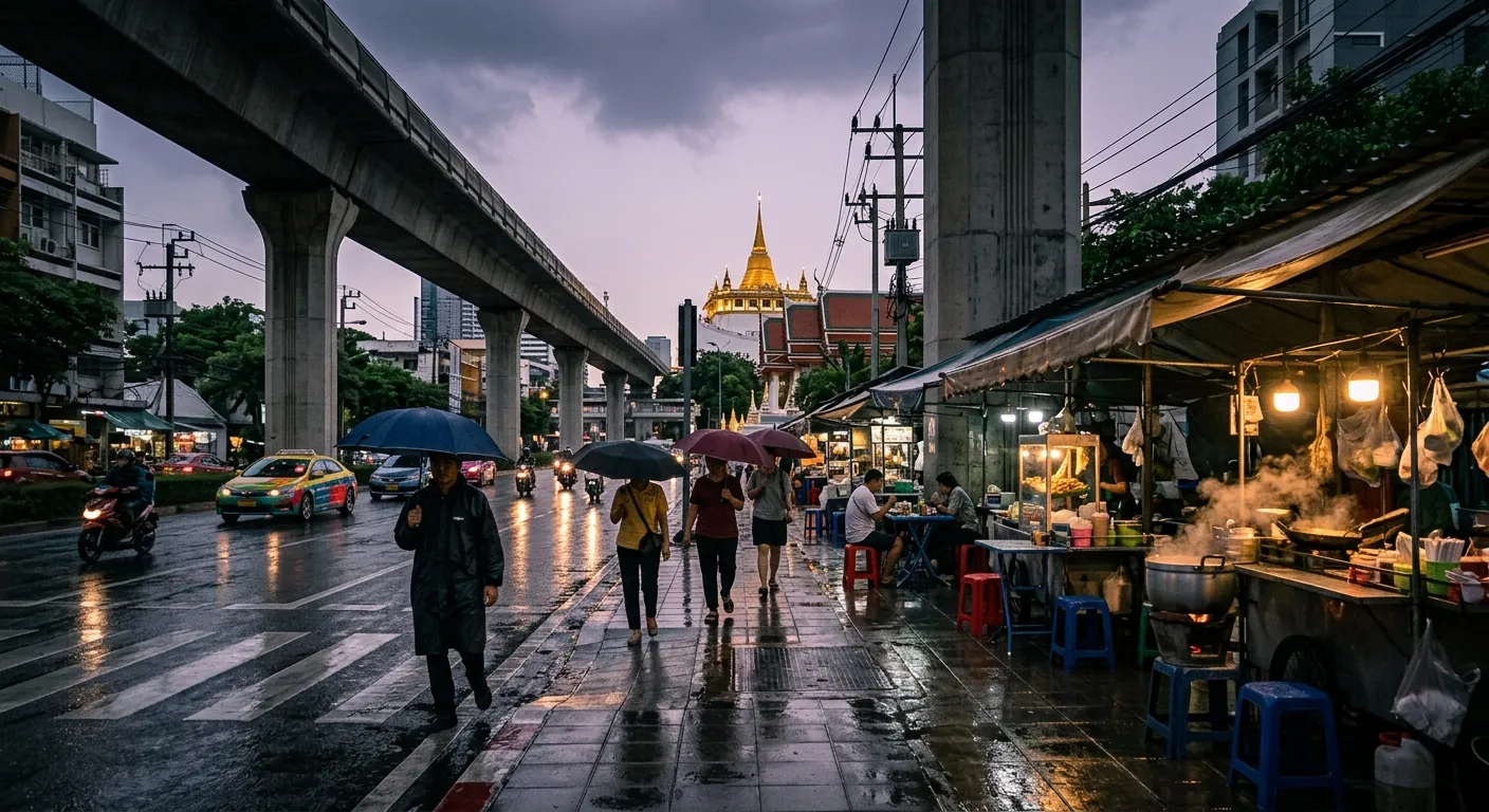 文章主視覺，呈現雨季市區雨後仍能活動的情境